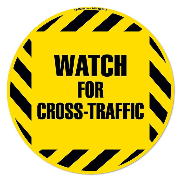 Watch For Cross Traffic 16in Non-Slip Floor Marker, 12PK, 16 in L, 16 in H, FD-2-C-16-12PK-99879